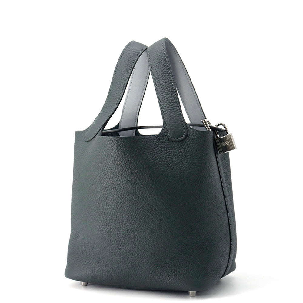 HERMES Picotin Lock Eclat Vert Mangrove/Guripantan Taurillon Clemence Swift Leather Size PM