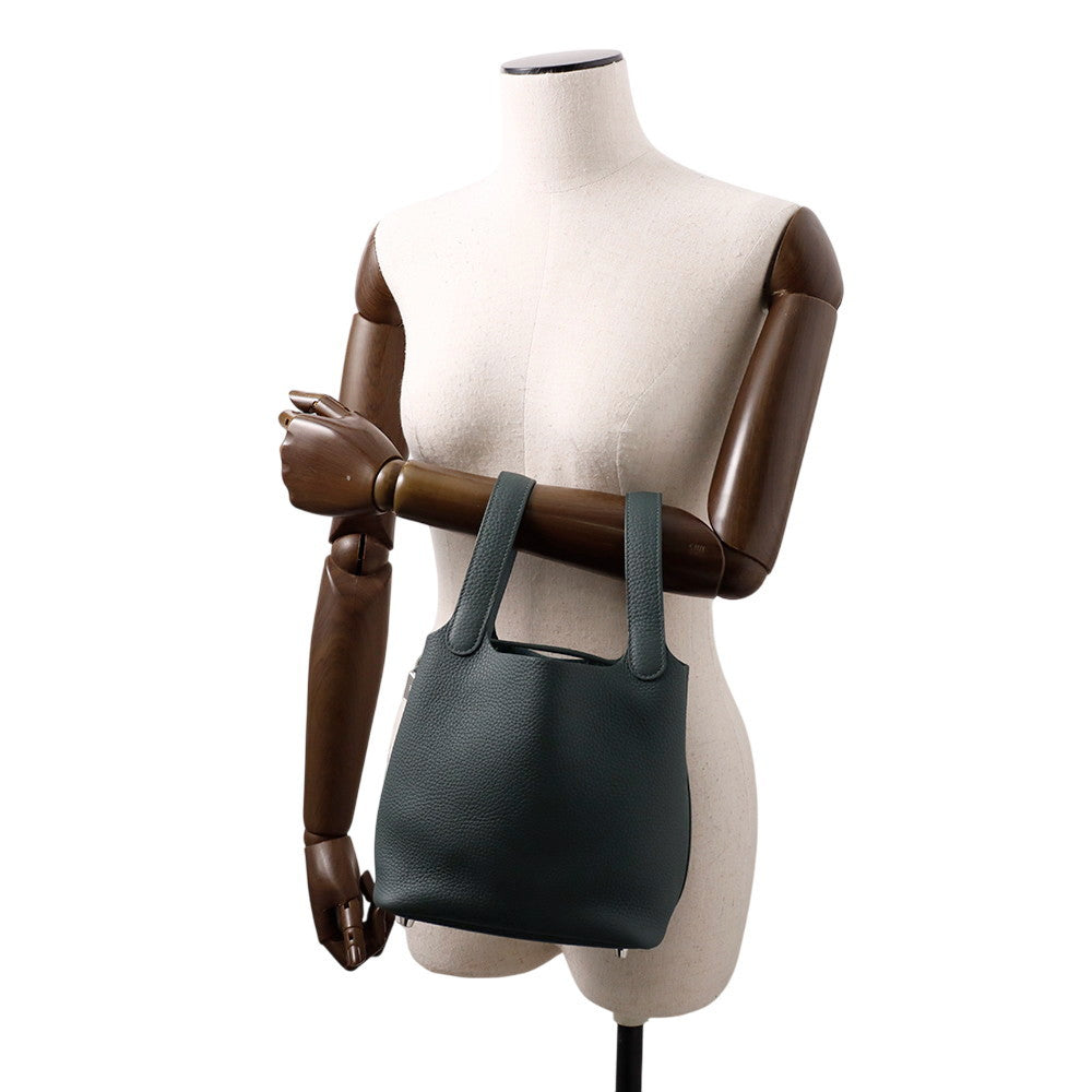 HERMES Picotin Lock Eclat Vert Mangrove/Guripantan Taurillon Clemence Swift Leather Size PM