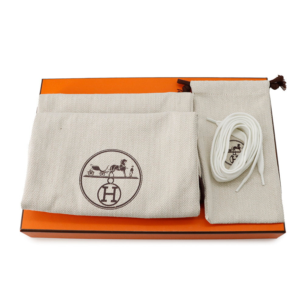 HERMES Sneakers Quicker Pegasus Pop White Leather Size 36