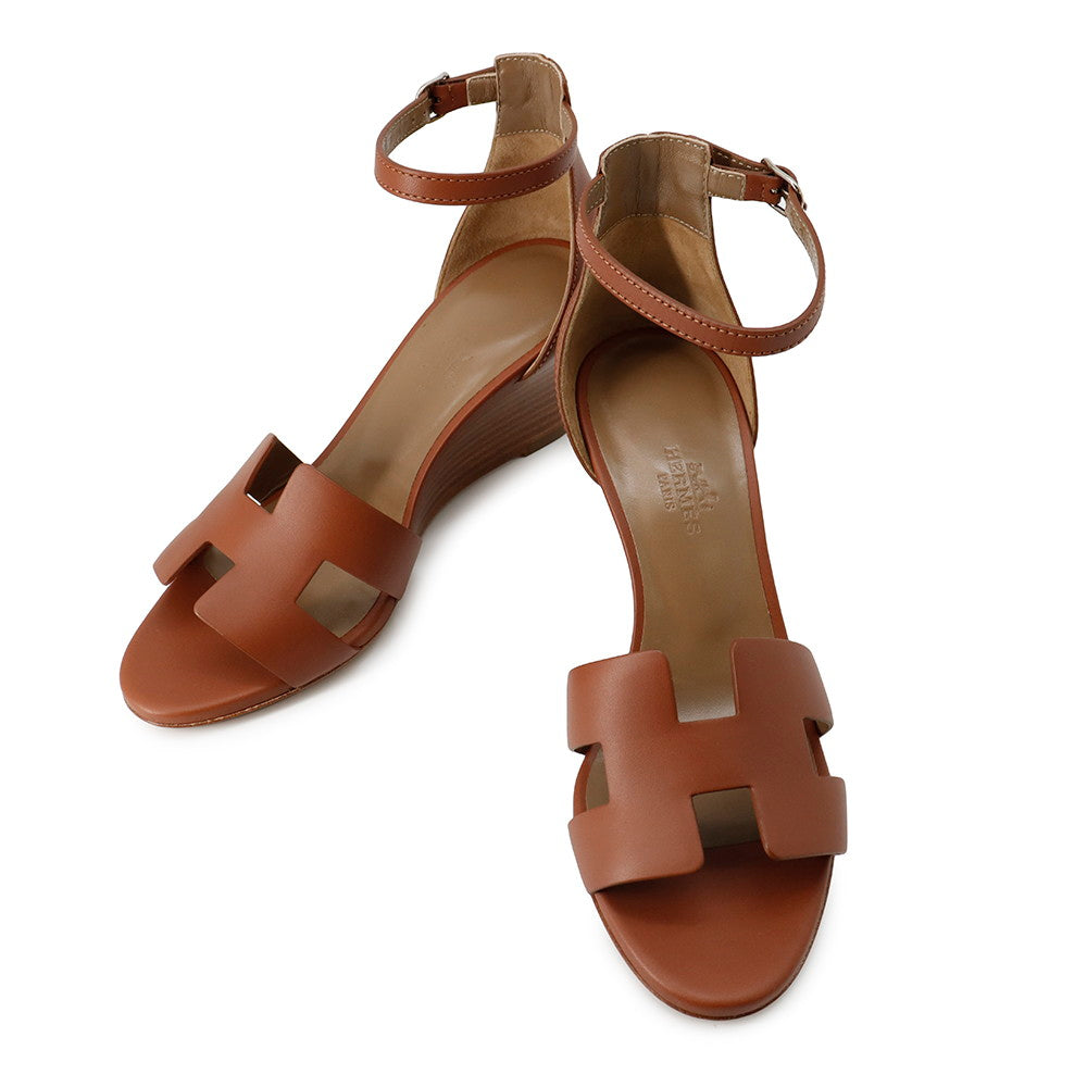 HERMES Sandals Legend Gold Calf Leather Size 351/2