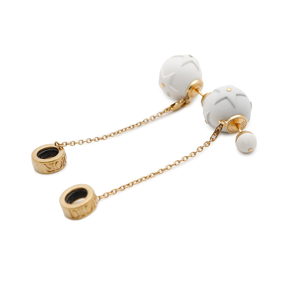 Dior Tribal Star Ball AirPods Holder Earrings D-VIBE White Metal