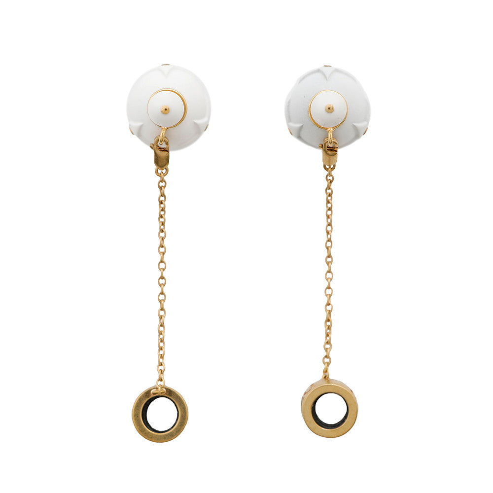 Dior Tribal Star Ball AirPods Holder Earrings D-VIBE White Metal