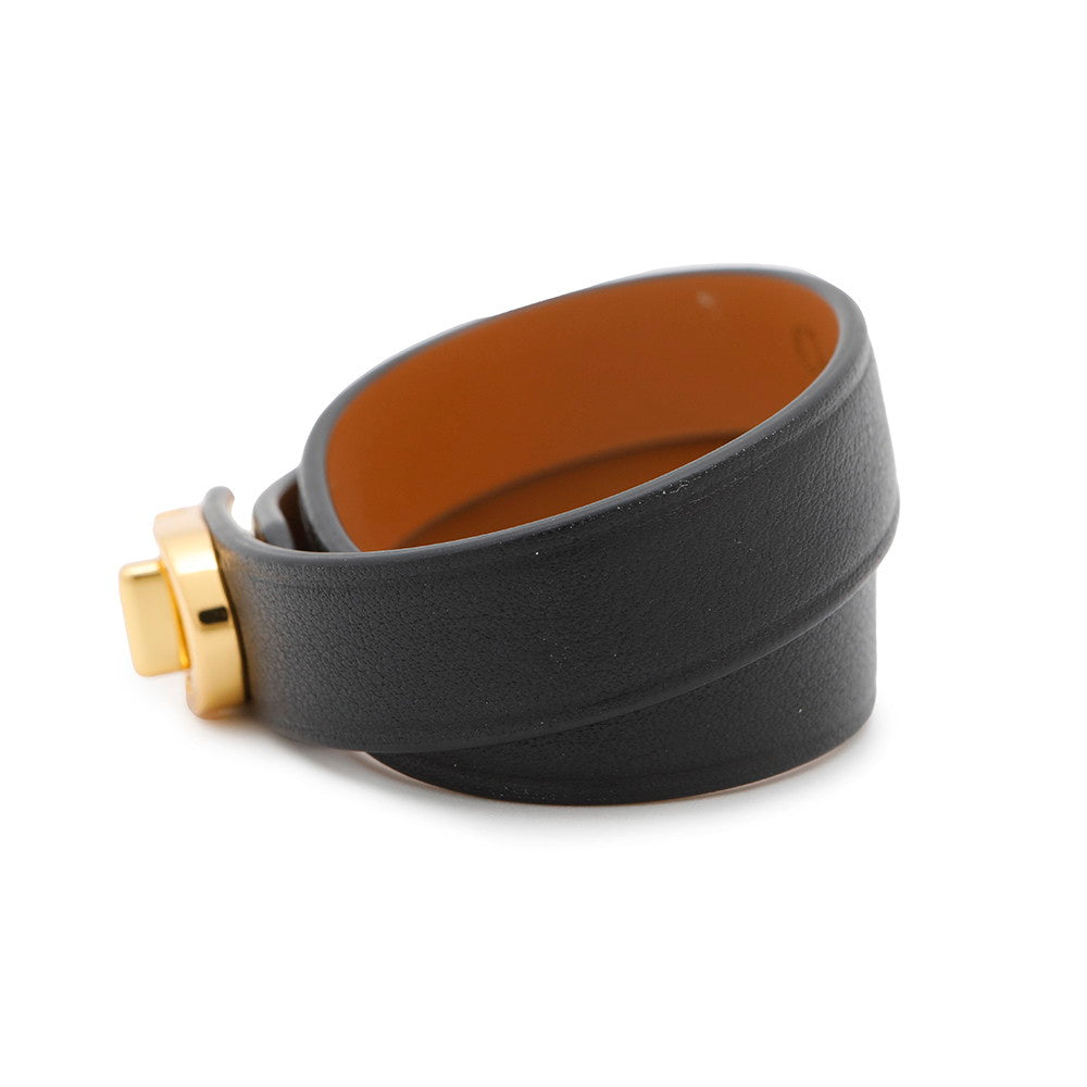 Dior 30Montaigne Double Bracelet Size S Black/Brown Leather Metal
