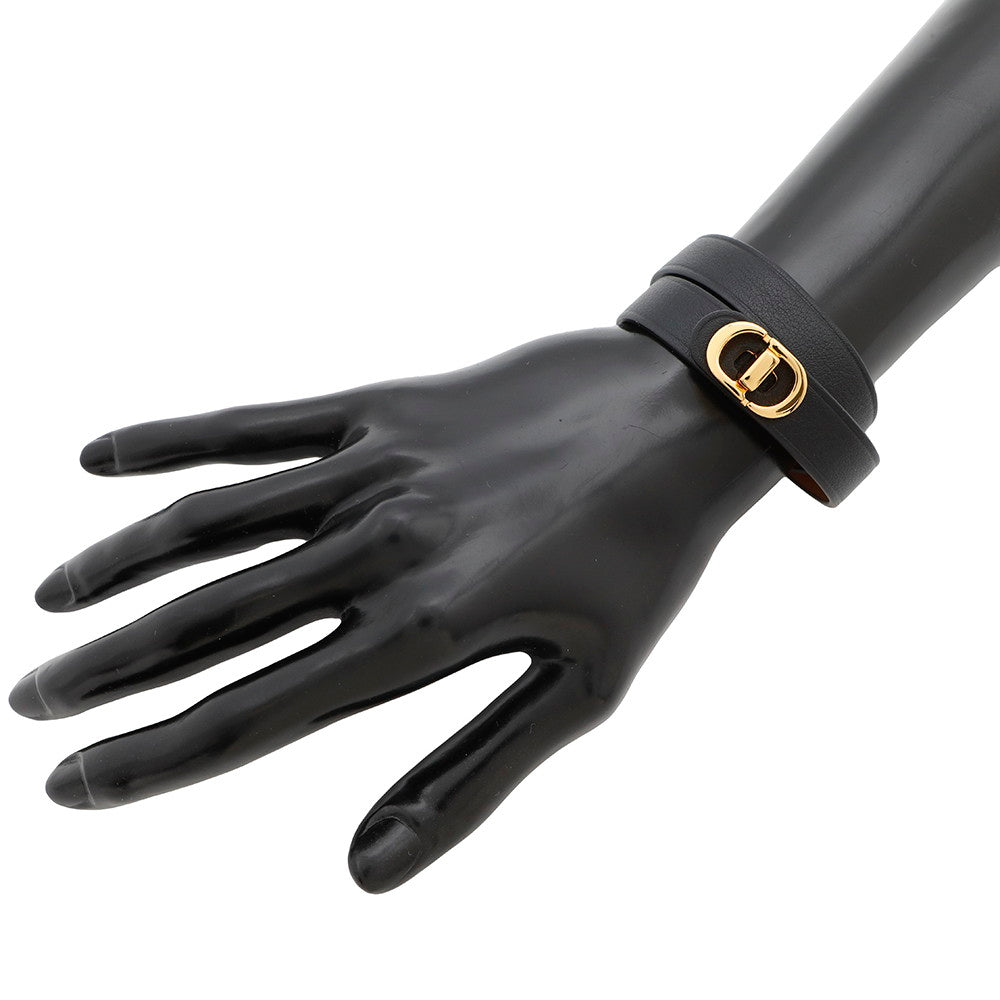 Dior 30Montaigne Double Bracelet Size S Black/Brown Leather Metal