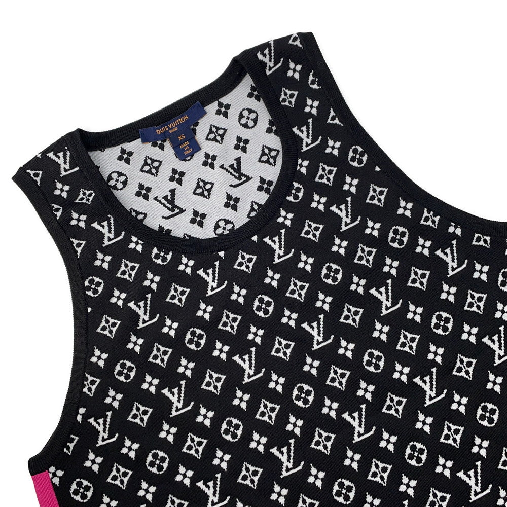 LOUIS VUITTON Monogram sleeveless knit dress Size XS Noir/White/Pink Silk63% Nylon34% Polyurethane3%