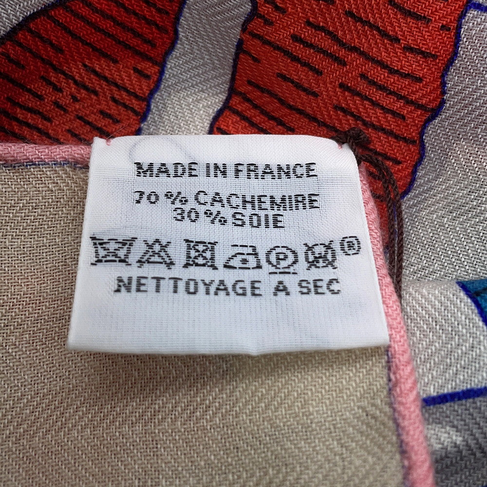 HERMES Giant Square MORS A JOUETS Horse Bit Size 140 Jaune/Multicolor Cashmere70% Silk30%