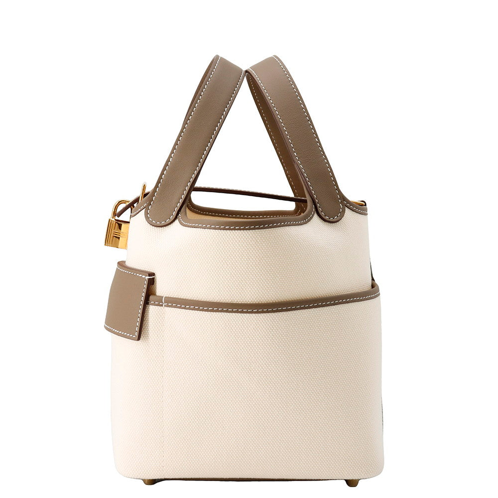 HERMES Picotin Lock Cargo Ecru/Etoupe Towar Goeran Swift Leather Size PM