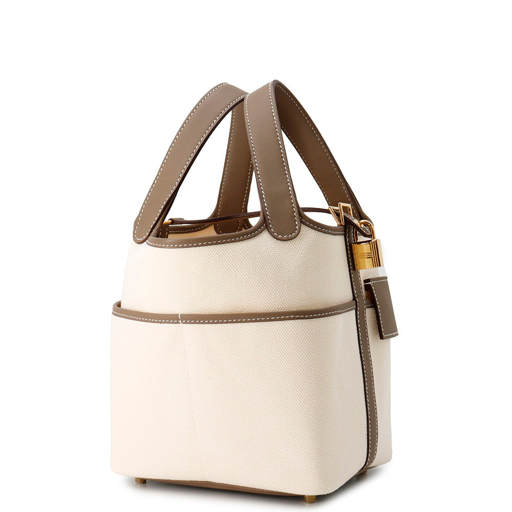 HERMES Picotin Lock Cargo Ecru/Etoupe Towar Goeran Swift Leather Size PM