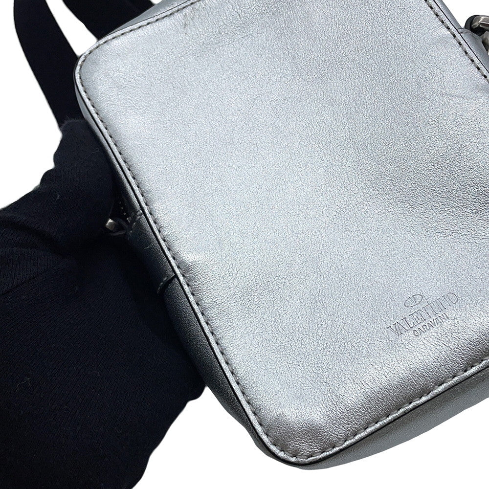 Valentino Garavani VLTN Shoulder Bag Silver Leather