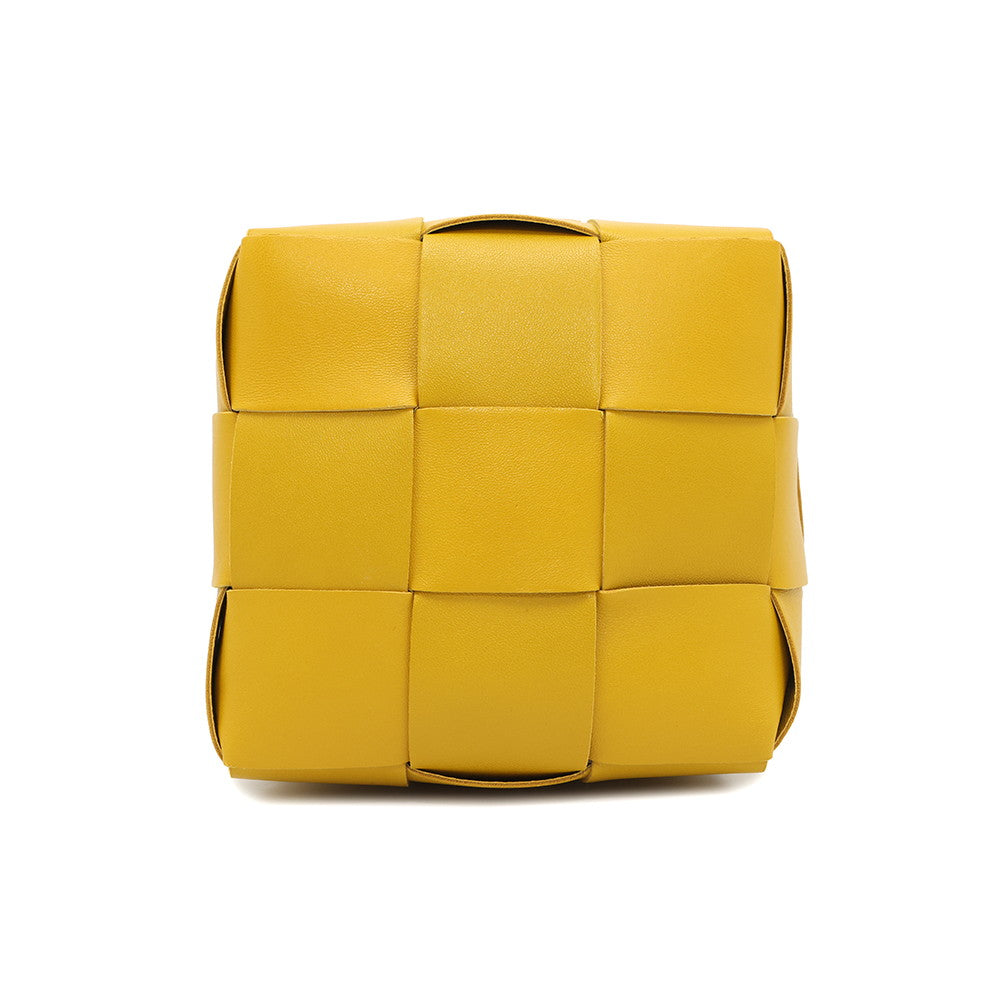 Bottega Veneta Maxi INTRECCIATO Cassette Crossbody Shoulder Yellow680218 Leather Size Small