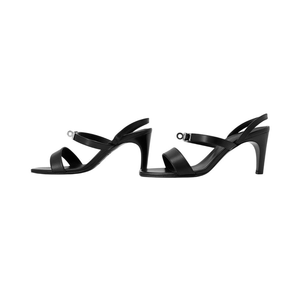 HERMES Sandals《Glamour》 Black Leather Size 37