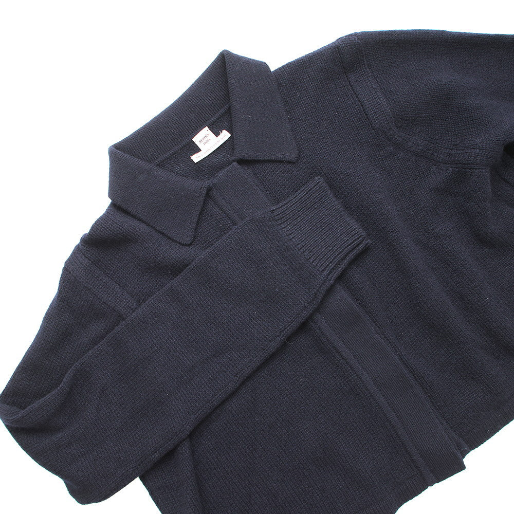 HERMES Shirt cardigan Size 38 Navy Cashmere100%