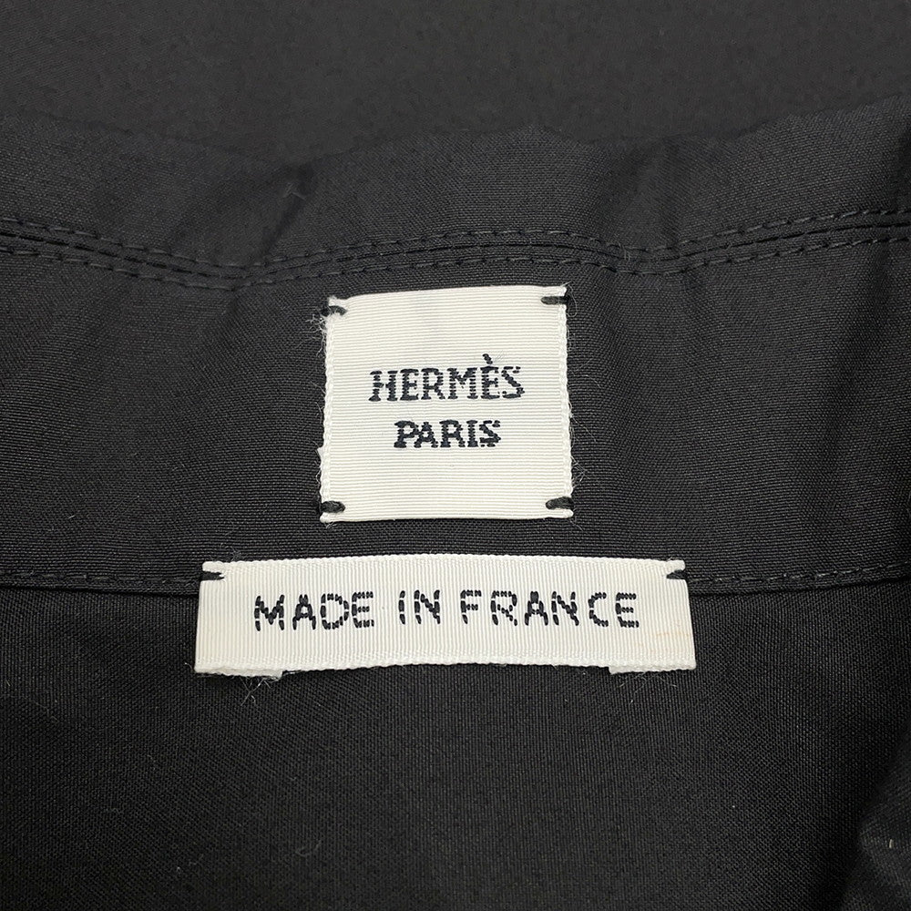 HERMES Caleche Embroidery Sleeveless Dress Size 40 Black Cotton100%