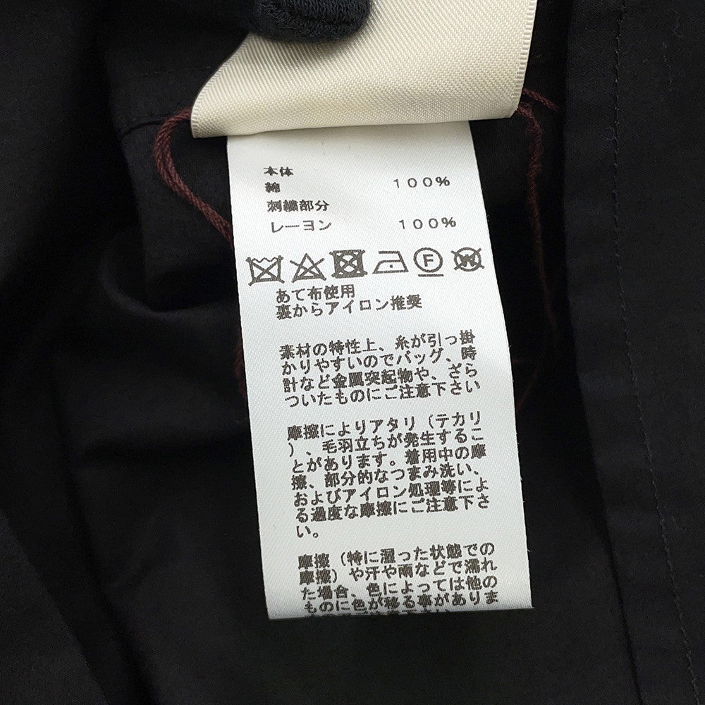 HERMES Caleche Embroidery Sleeveless Dress Size 40 Black Cotton100%