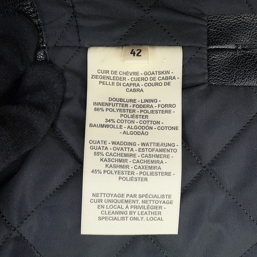 HERMES Serie Button Sleeveless Vest Size 42 Black Goatskin Leather
