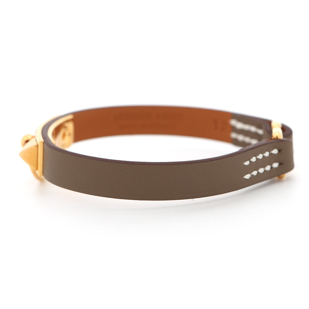 HERMES Rival Mini Bracelet Size T2 Etoupe Swift Leather