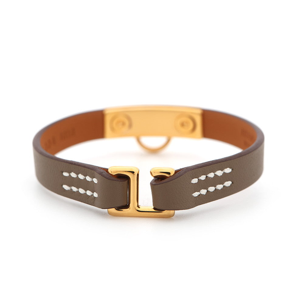 HERMES Rival Mini Bracelet Size T2 Etoupe Swift Leather