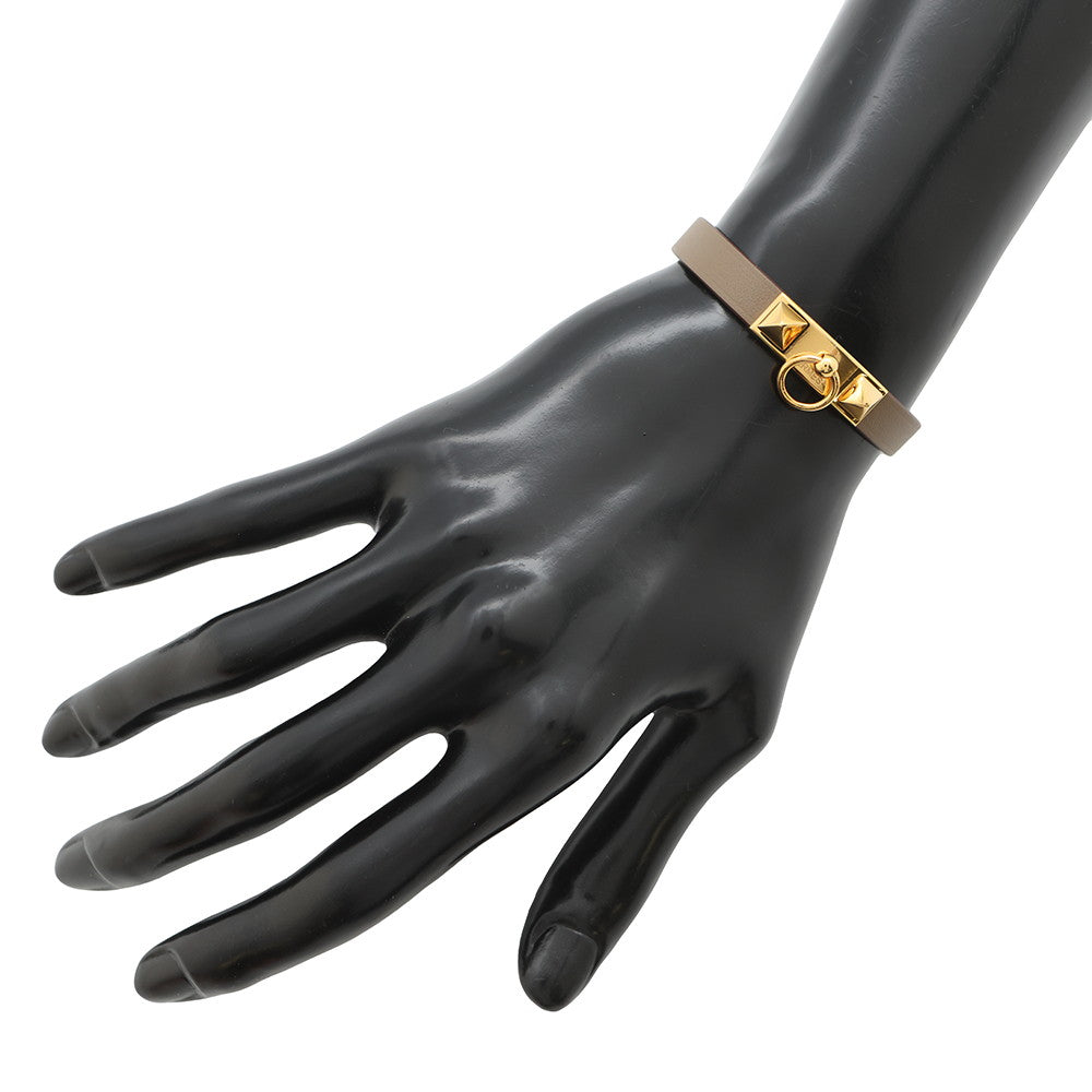 HERMES Rival Mini Bracelet Size T2 Etoupe Swift Leather