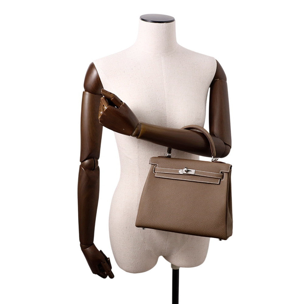 HERMES Kelly Retourne Etoupe Togo Leather Size 25