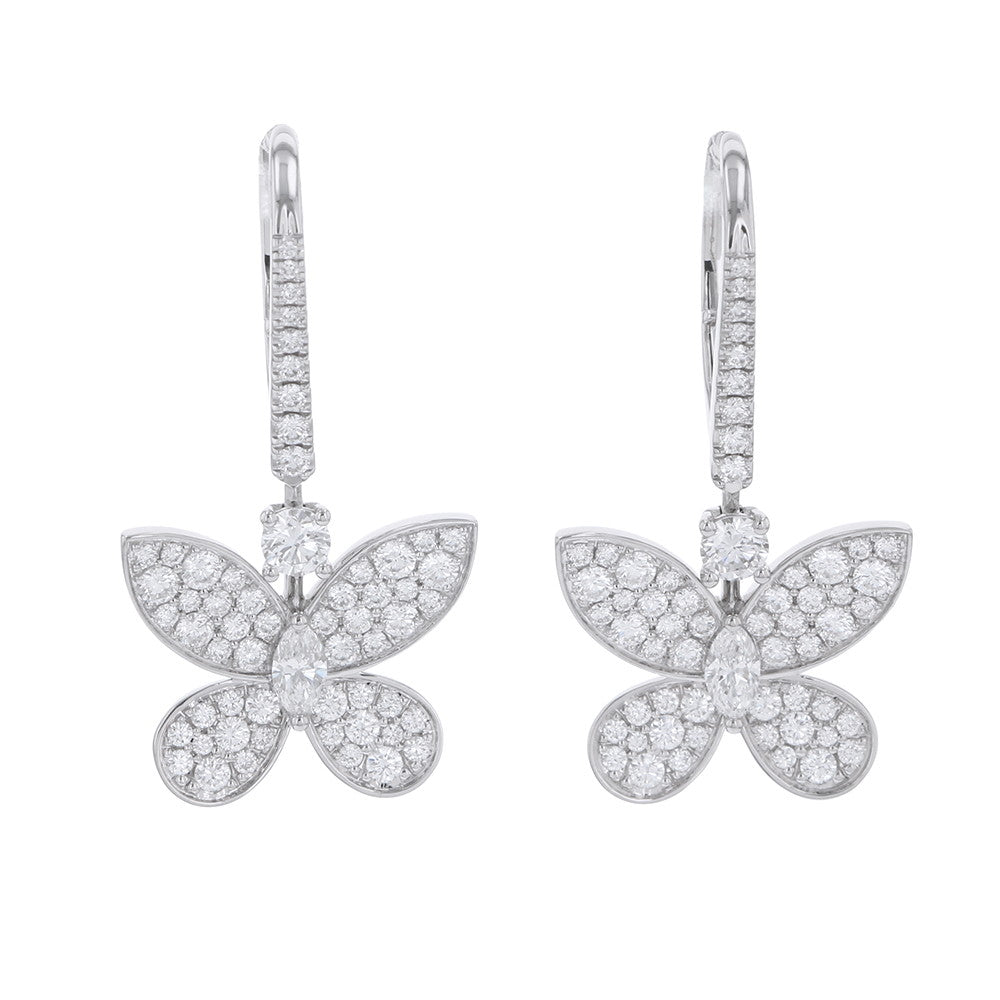 GRAFF Pavé Butterfly Mini Diamond Drop EarringsRGE1167 18K White Gold