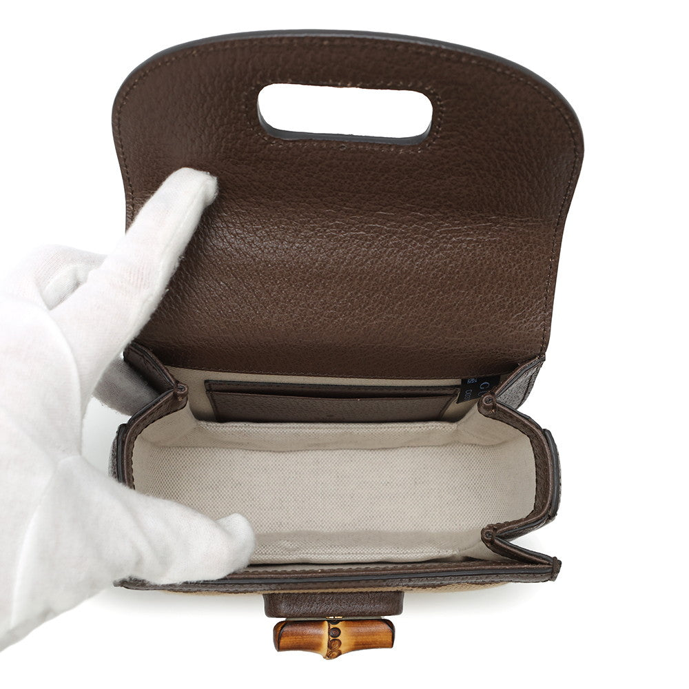 GUCCI Bamboo 1947 Jumbo GG Top Handle 2WAYHandbag Beige/Brown686864 Canvas Leather Size Mini