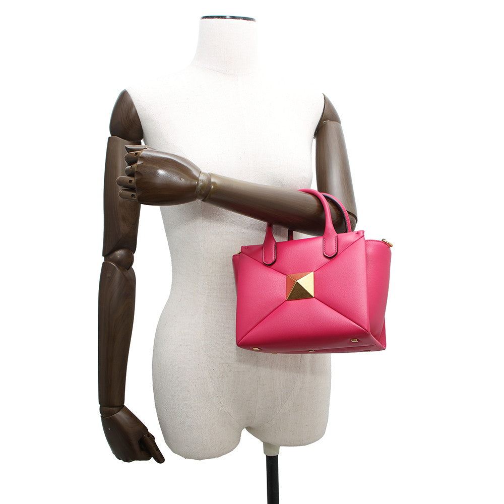 Valentino Garavani Rock Studded 2WAY Shoulder Bag PinkXW0B0K59HHX Leather