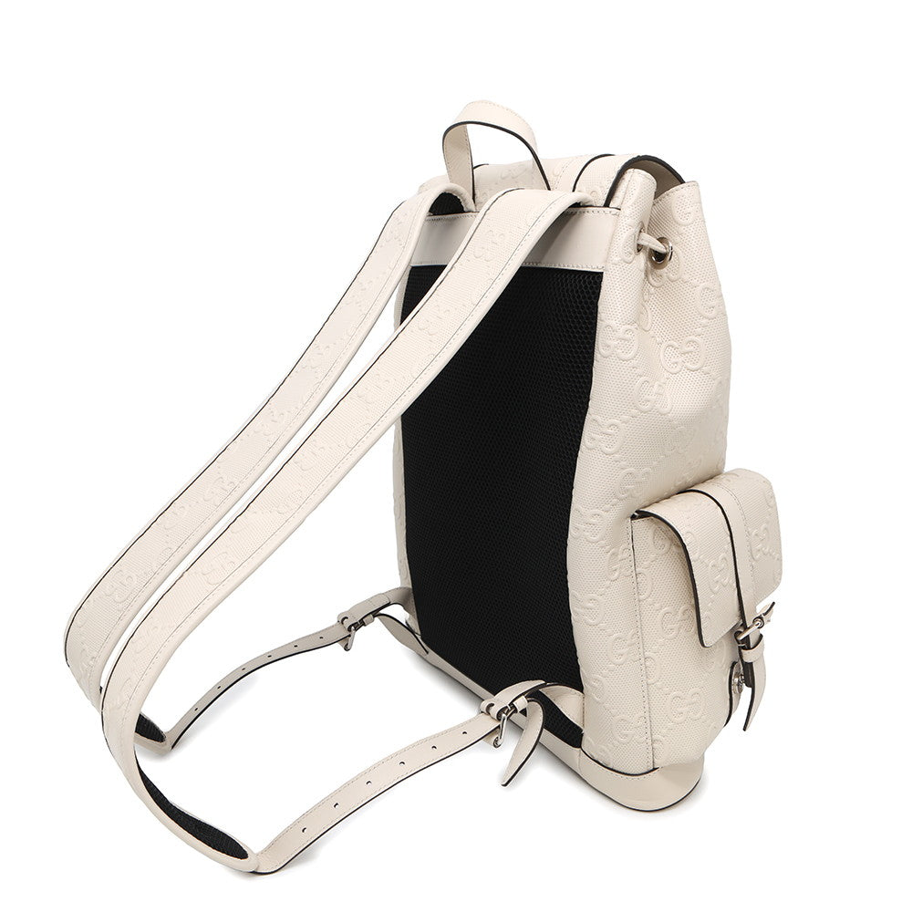 GUCCI GG Embossed Backpack White625770 Leather