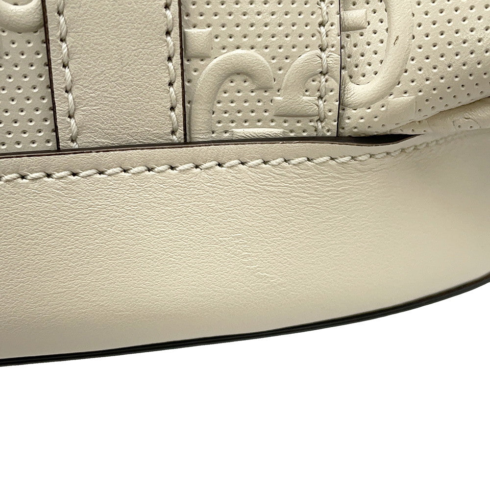 GUCCI GG Embossed Backpack White625770 Leather