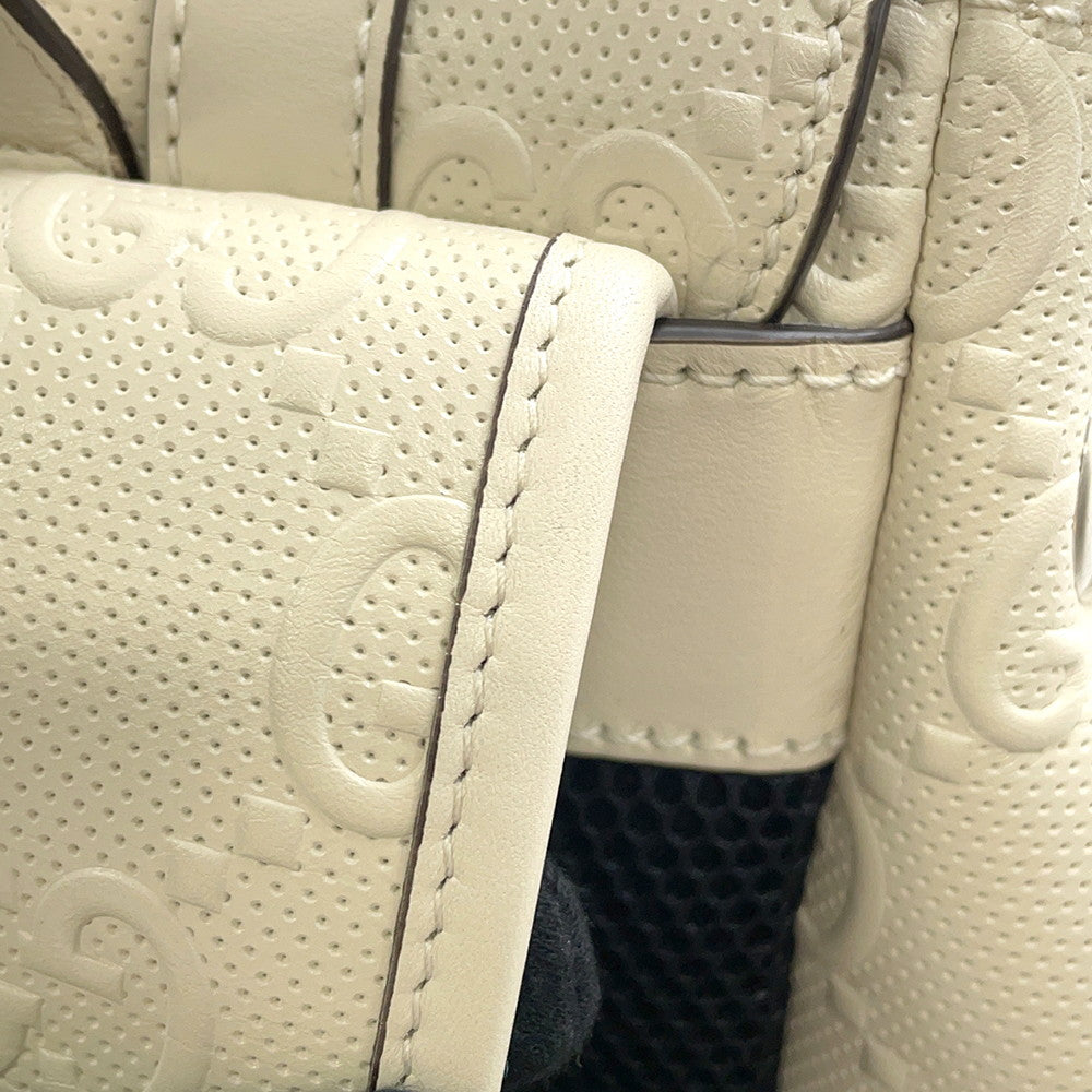 GUCCI GG Embossed Backpack White625770 Leather