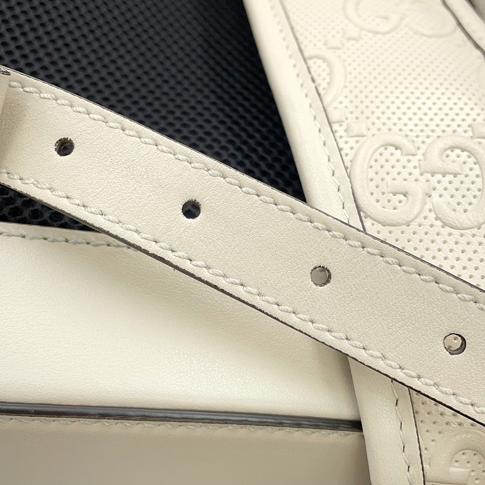 GUCCI GG Embossed Backpack White625770 Leather