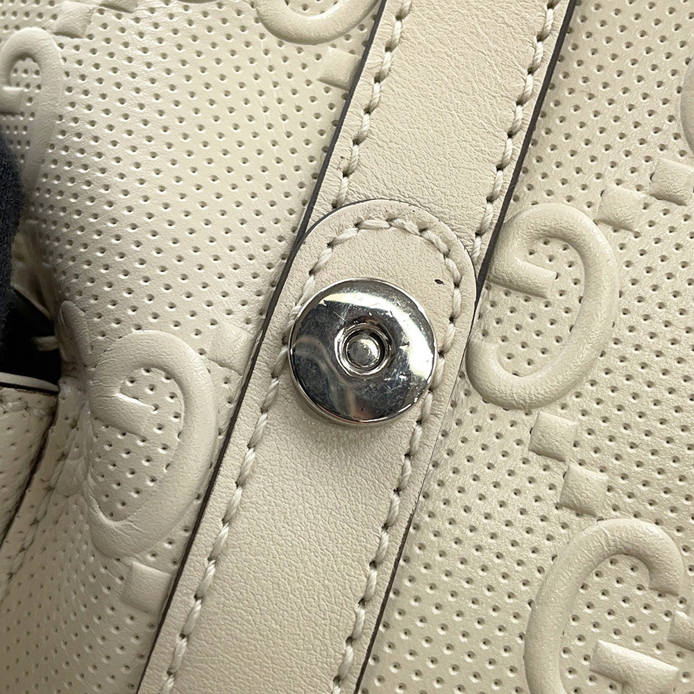 GUCCI GG Embossed Backpack White625770 Leather