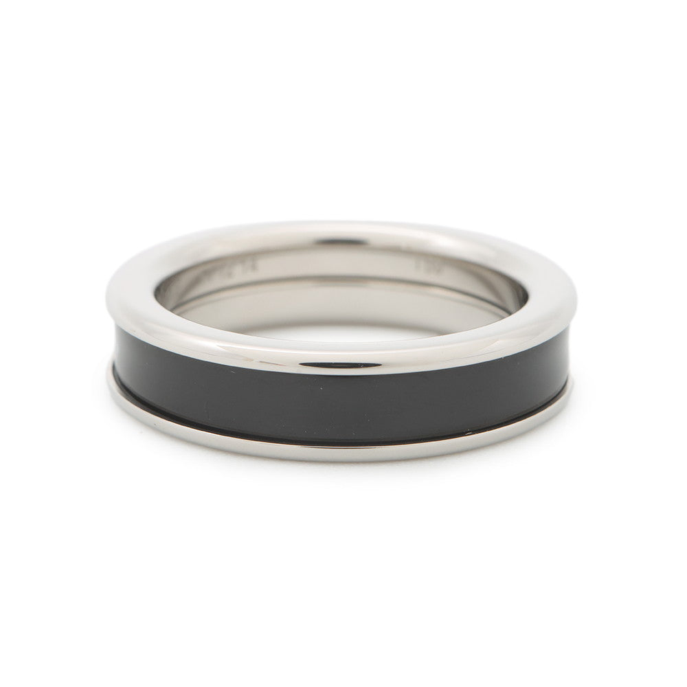 HERMES Uni Ring Size PM/T59 Silver/Black Metal