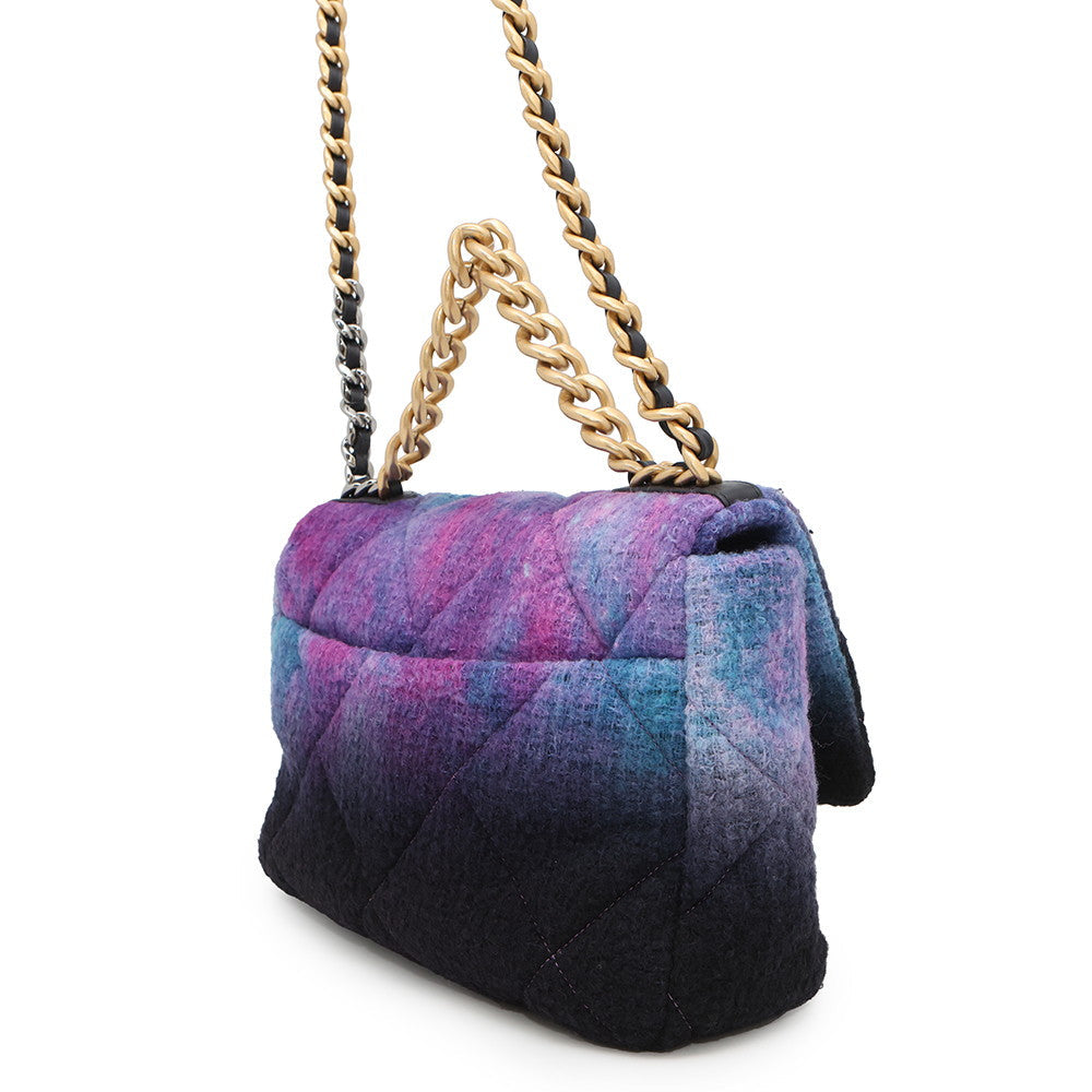CHANEL CHANEL 19 ChainShoulder Bag Purple/Blue/BlackAS1161 Wool Size Large