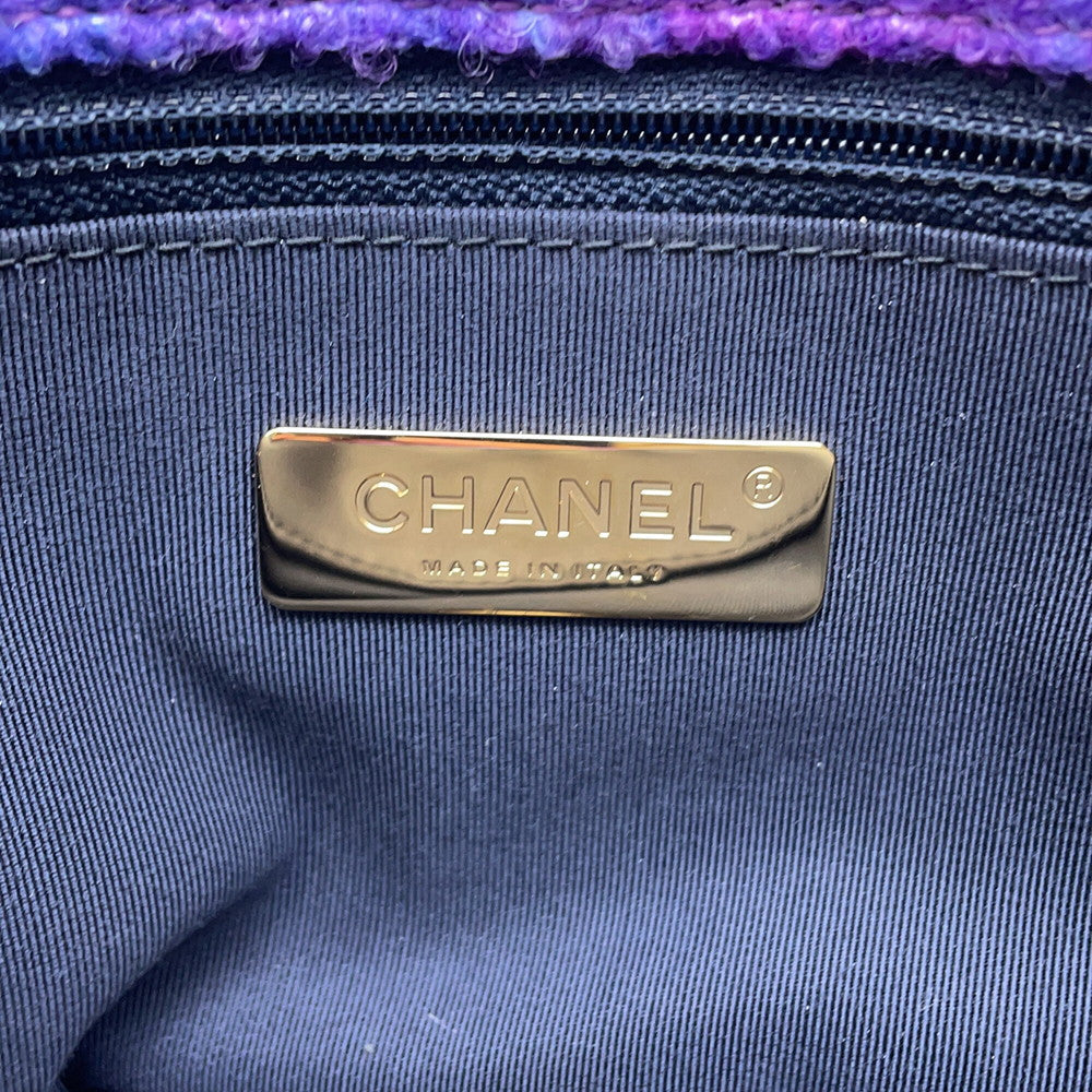 CHANEL CHANEL 19 ChainShoulder Bag Purple/Blue/BlackAS1161 Wool Size Large