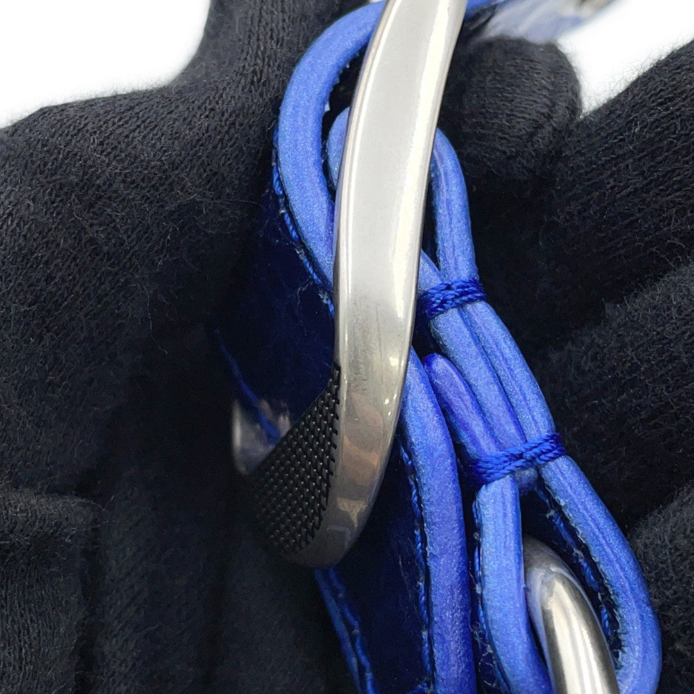 BALENCIAGA Luca Goal Shoulder Bag Metalic Blue671309 Leather Size XS