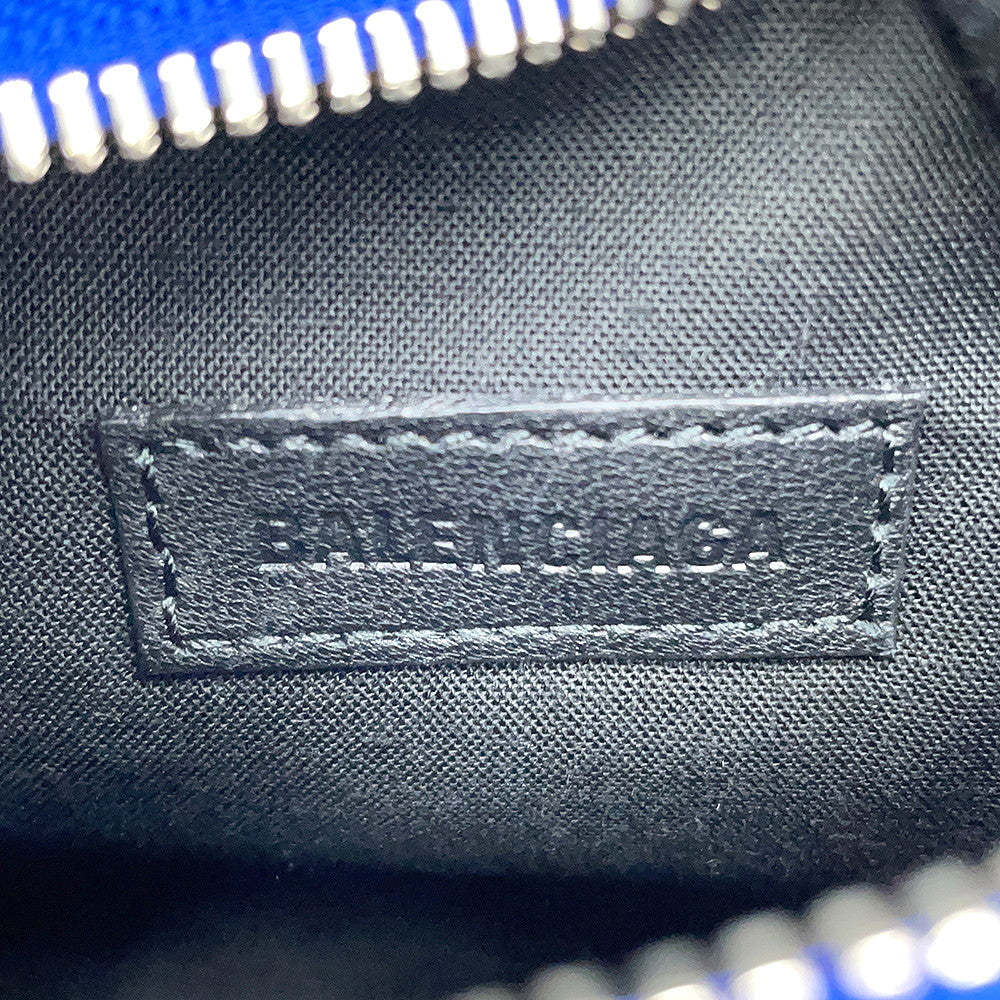 BALENCIAGA Luca Goal Shoulder Bag Metalic Blue671309 Leather Size XS