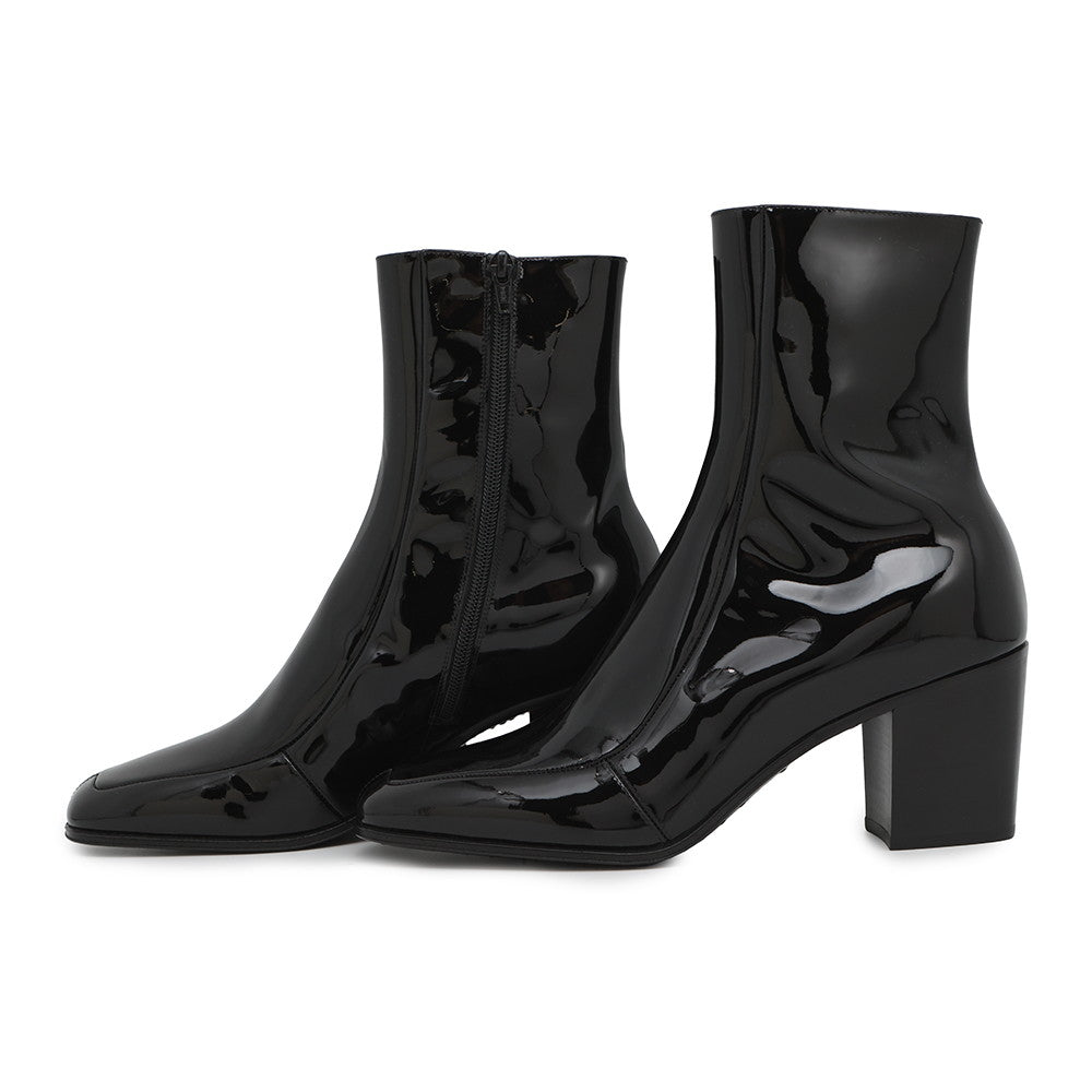 SAINT LAURENT PARIS Patent Leather Side Zip Boots Black713137 Patent Leather Size 40