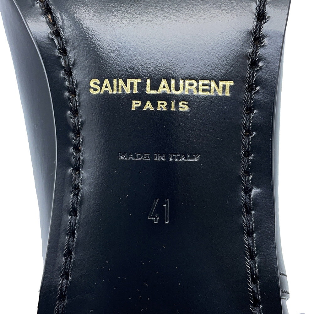 SAINT LAURENT PARIS Terry Heel EncreBoots Black709447 Patent Leather Size 41