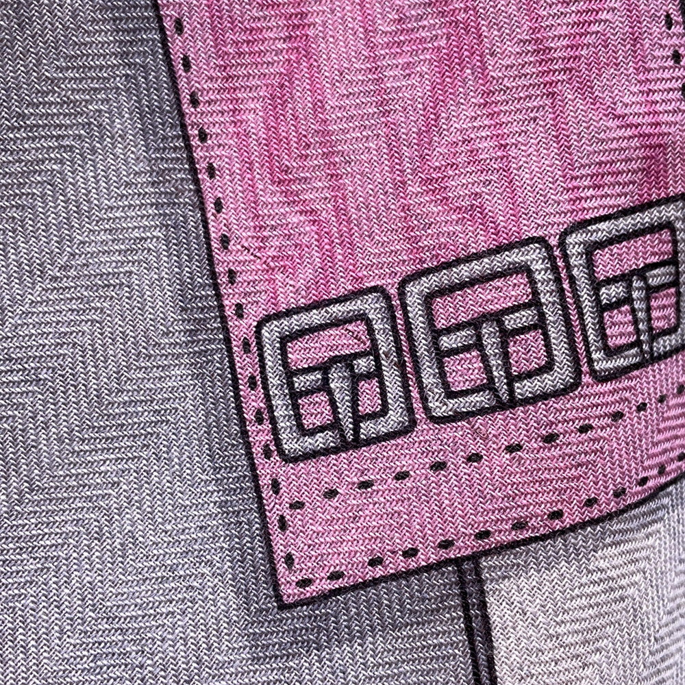 HERMES Giant Square Letol Equestre Size 140 Guri Shine/Green/Pink Cashmere70% Silk30%
