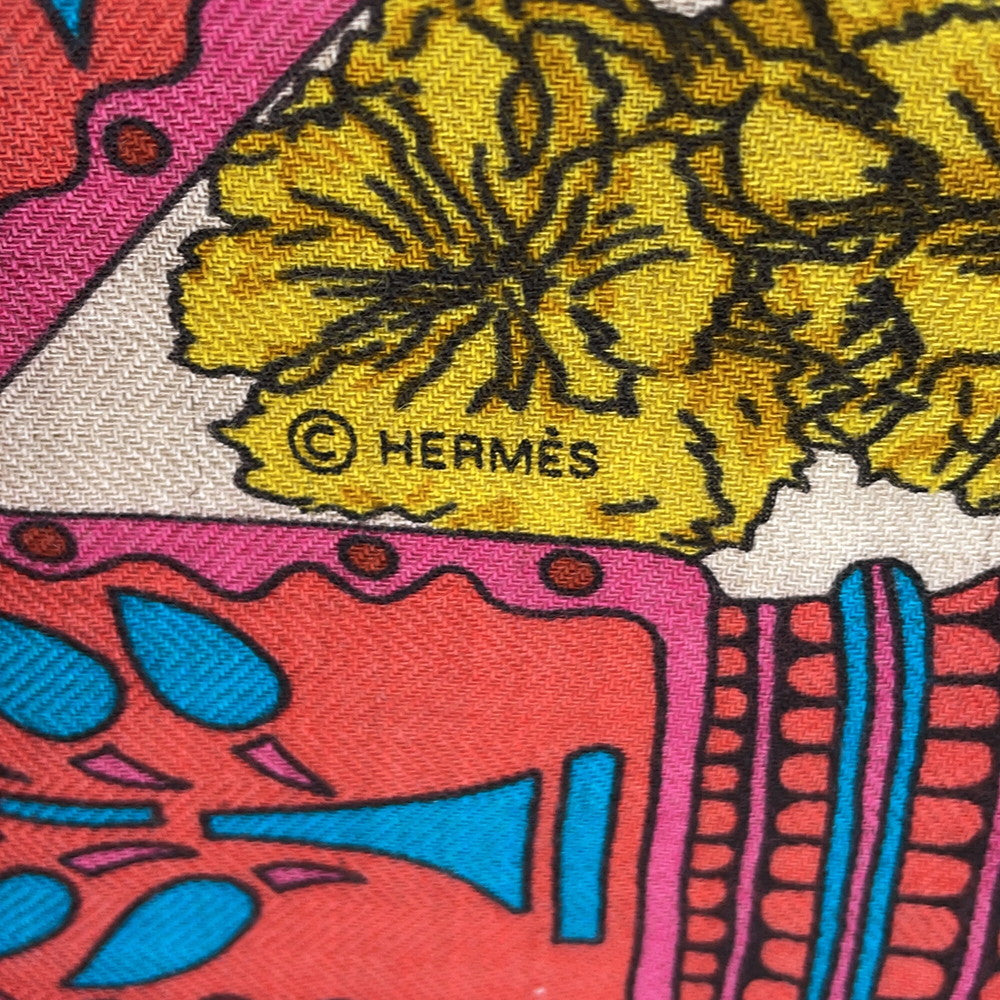 HERMES Giant Square LA DANSE DU CHEVAL MARWARI Marwari Horse Dance Size 140 Beige/Multicolor Cashmere65% Silk35%