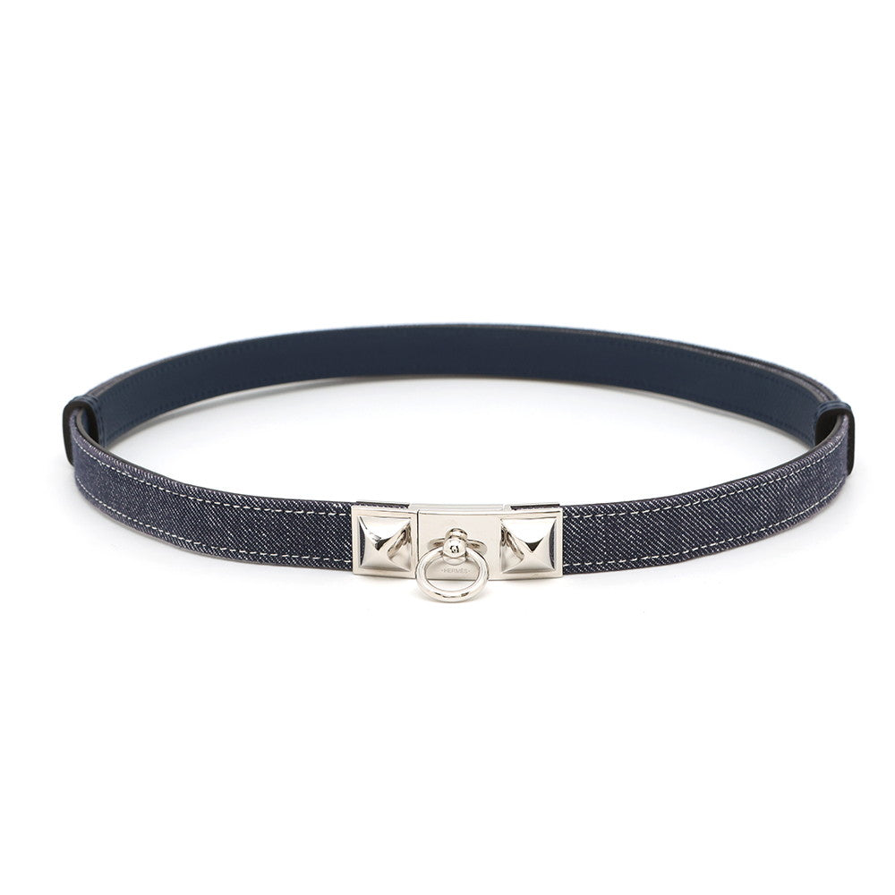 HERMES Rival Jean 18 Belt Blue Indigo Epsom Denim