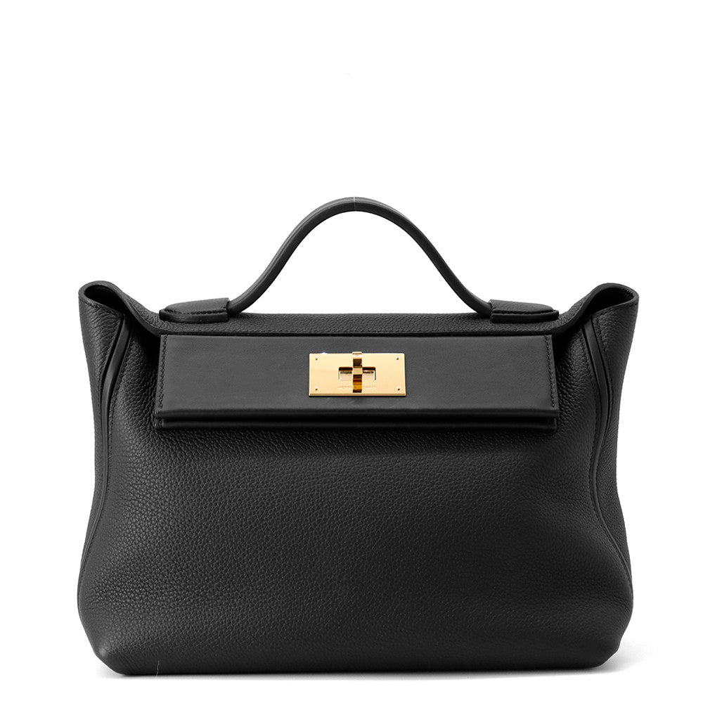 HERMES 24/24 Sac Van Quatre Black Togo Leather Swift Leather Size 29