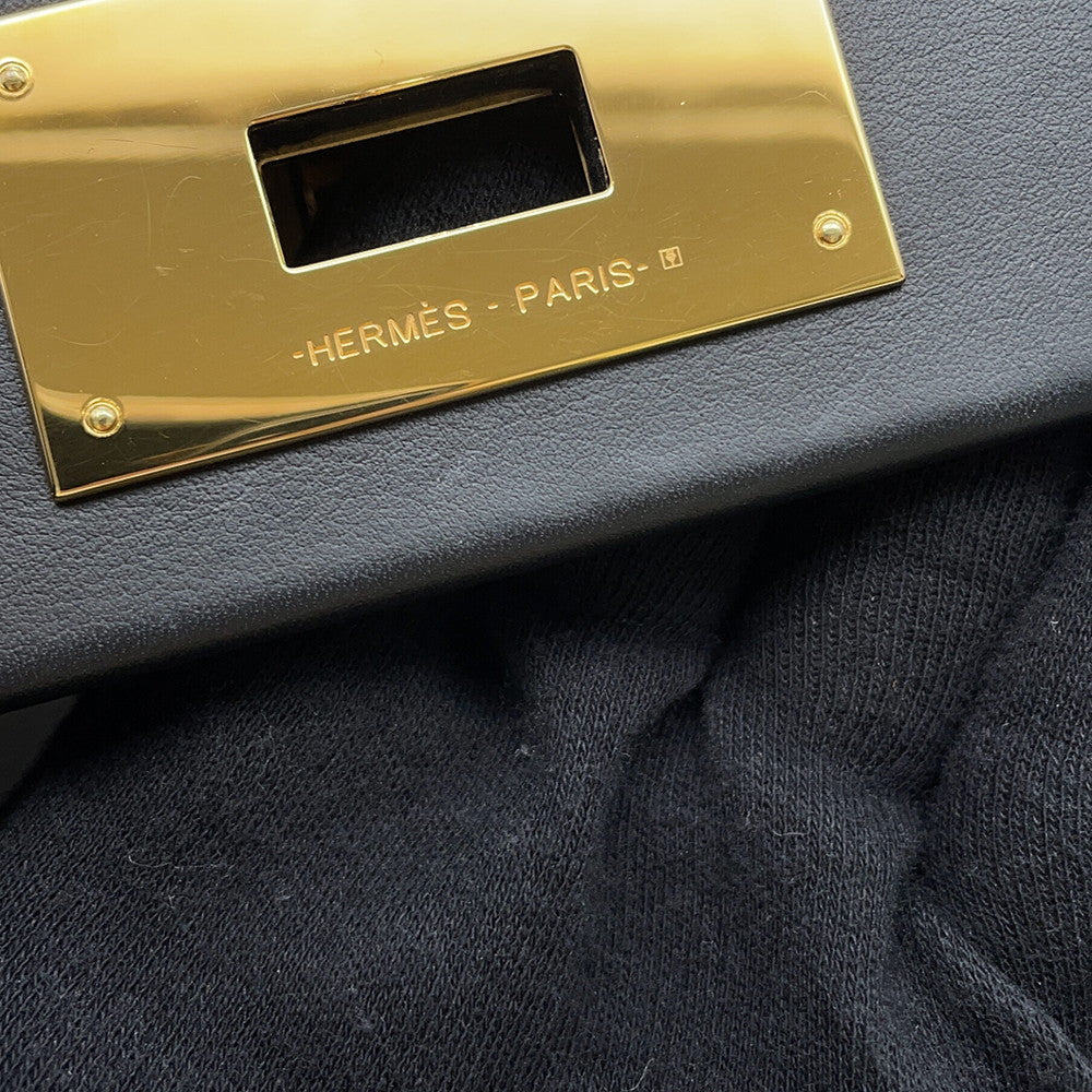 HERMES 24/24 Sac Van Quatre Black Togo Leather Swift Leather Size 29