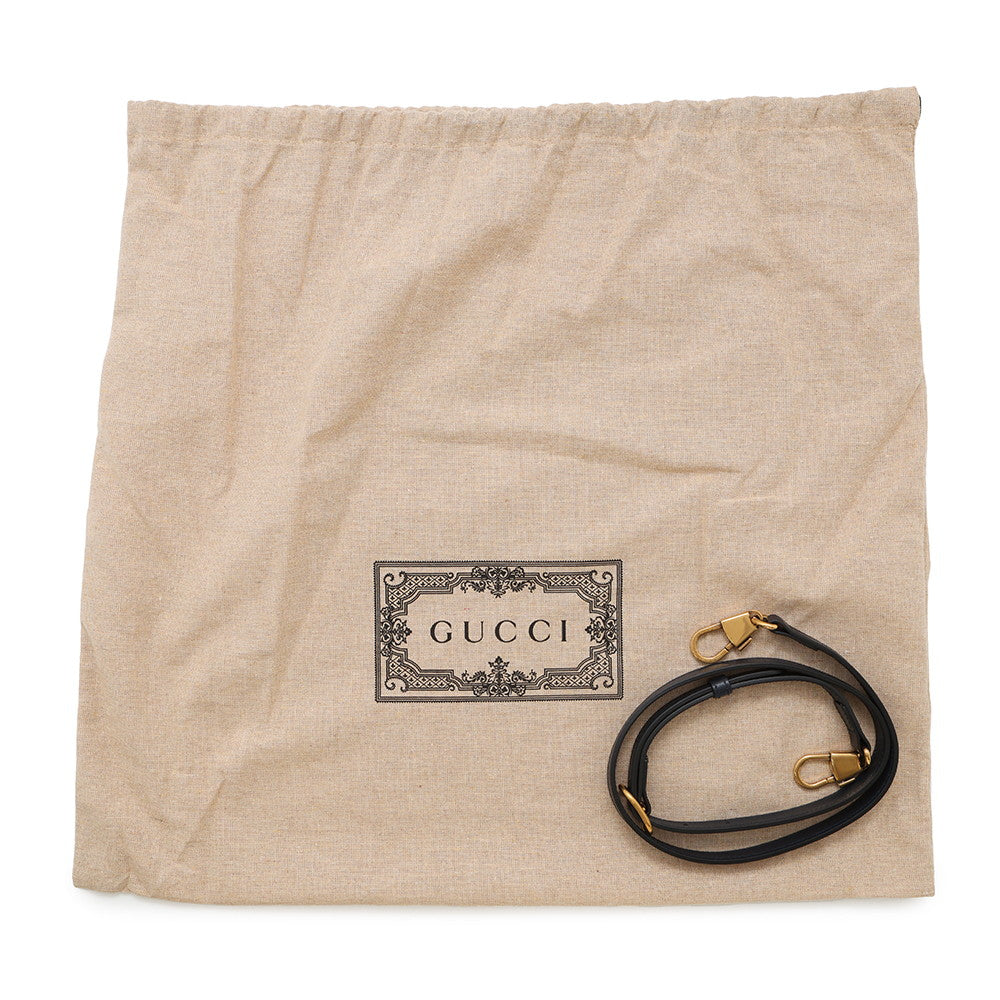 GUCCI Japan Limited Edition Double GG Bamboo Top Handle Bag Navy655657 Straw Leather