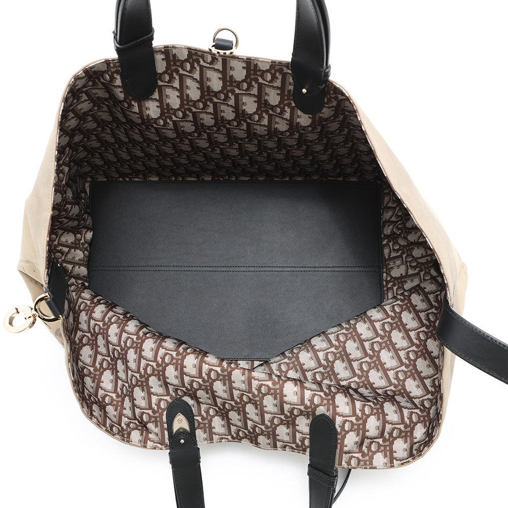 Dior Jules Oblique Tote Bag BeigeM2820OZBP Nylon Leather Size Large