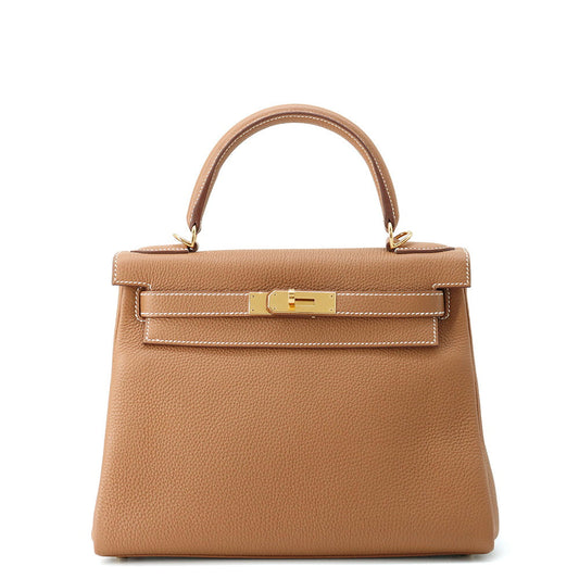 HERMES Kelly Retourne Gold Togo Leather Size 28