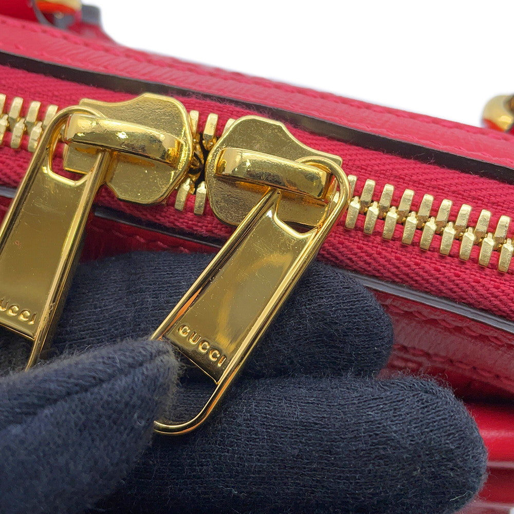 GUCCI Horsebit 1955 Top Handle Bag Red640716 Leather Straw Size Mini