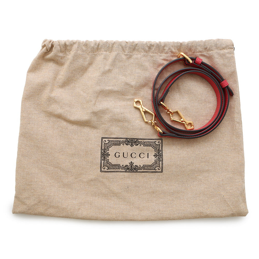 GUCCI Horsebit 1955 Top Handle Bag Red640716 Leather Straw Size Mini