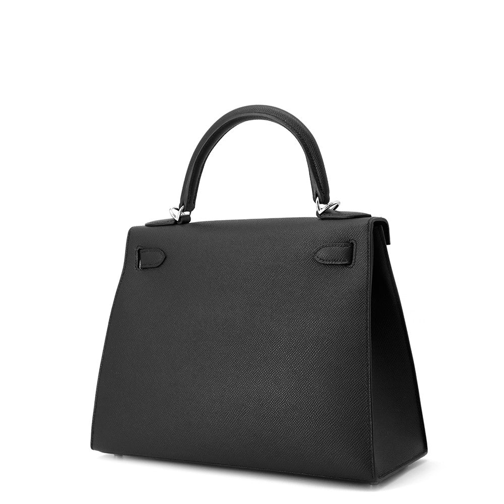 HERMES Kelly Sellier Black Epsom Size 28