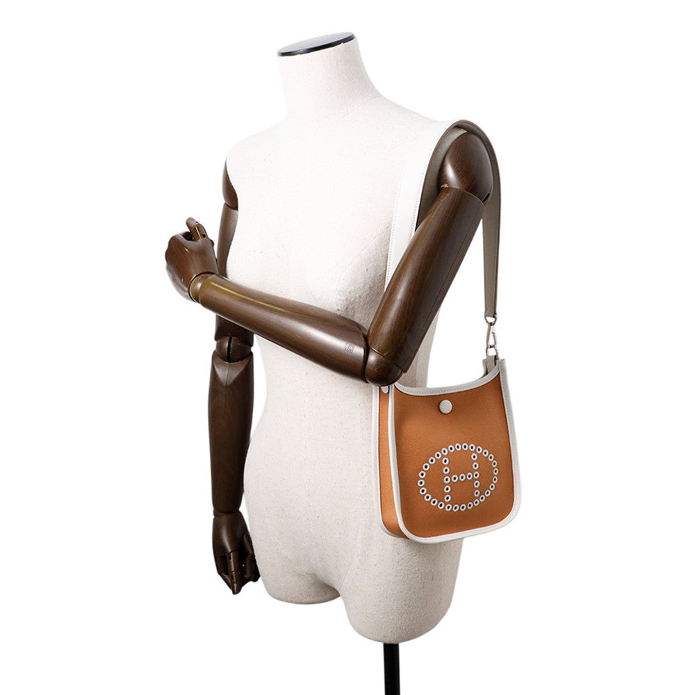 HERMES Neo Evelyne Dune/Grease Pale Toile Officier Swift Leather Size TPM